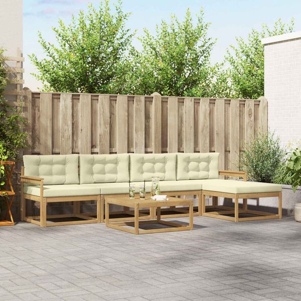 vidaXL Outdoor-Sofagarnitur 6 pcs Weiß und Creme 79 x 79 x 37 cm 3386329