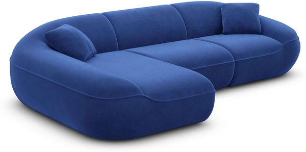 Ecksofa Solmare L Form aus Samtstoff - Samtstoff - dunkelblau - Links