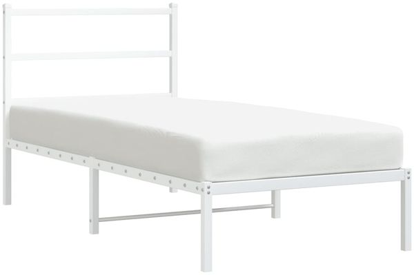 Einzelbettgestell Design für Erwachsene mit Kopfteil Metall Weiß 90x190 cm d2983e