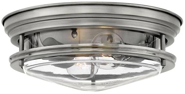 Elstead Hadrian 2 Light Deckenleuchte Glas klar nickel antik