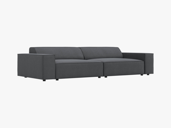 Micadoni Sofa Jodie 4-Sitzer Strukturierter Stoff Megan Dunkelgrau Bild 2