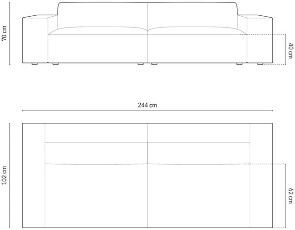 Micadoni Sofa Jodie 4-Sitzer Strukturierter Stoff Megan Dunkelgrau Bild 7