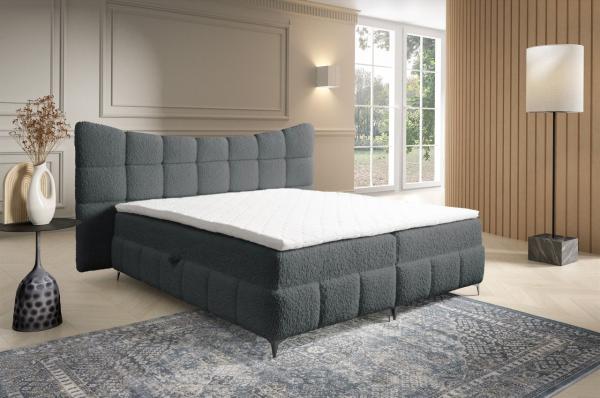 Boxspringbett Bett Schlafzimmerbett NOVA 140x200cm Stoff Rolf Dunkelgrau