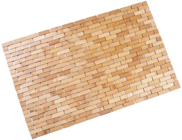 Spetebo Duschmatte Bambus Duschmatte natur - 80 x 50 cm - Badematte, Höhe 100.00 mm, Echtholz, rutschfest, Bambus Holz, rechteckig, Duschmatte, rutschfeste Unterseite