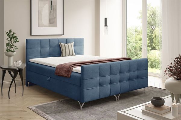 Boxspringbett Schlafzimmerbett PERLA 120x200cm Stoff Coral Blau