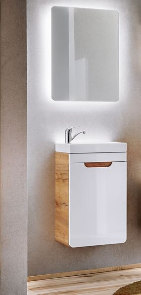 Badmöbel Set 2-tlg Badezimmerset FERMO Weiss HGL inkl. Waschtisch 40cm