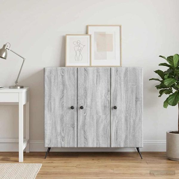 vidaXL Sideboard Graues Sonoma 89 x 34,5 x 80 cm Holzwerkstoff 895571