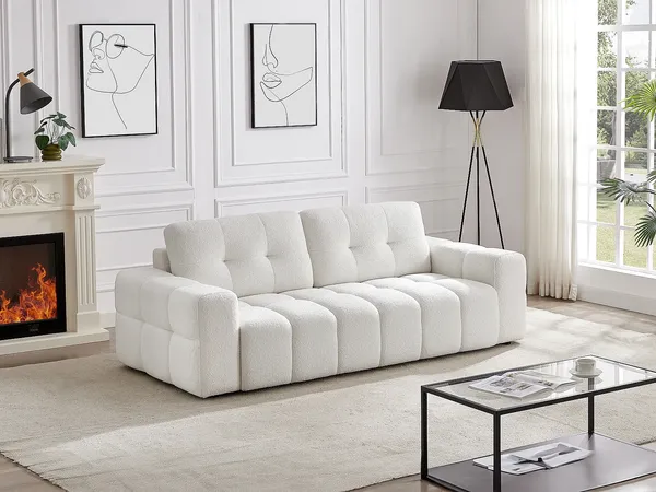 Vente-unique - SOPELANA Sofa Stoff Weiß - B 100 cm x H 78 cm x L 220 cm