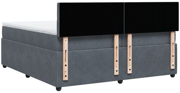 vidaXL Boxspringbett mit Matratze Dunkelgrau 200x200 cm Samt 3290143 Bild 8
