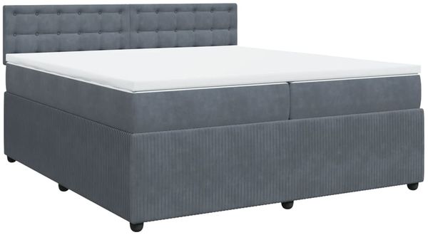 vidaXL Boxspringbett mit Matratze Dunkelgrau 200x200 cm Samt 3290143 Bild 3
