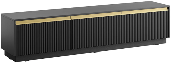 Vente-unique - TV-Möbel zum Aufhängen oder Aufstellen mit 3 Türen - MDF - Schwarz & Goldfarben - POSINIA von Pascal MORABITO Bild 3