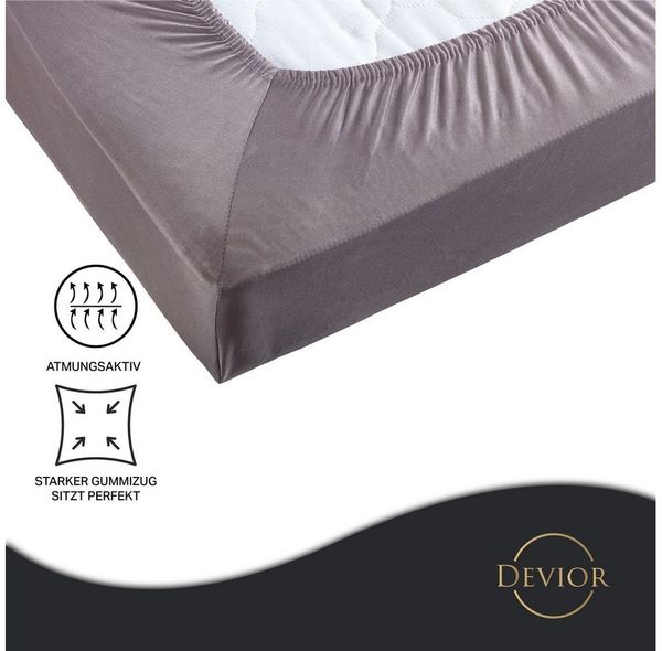 Devior Spannbettlaken aus 100% Mikrofaser mit 135 g/m², schnelltrocknend mit Einlaufschutz, Jersey, Gummizug: Rundumgummizug, für Boxspringmatratze bis 32cm - Microfaser Spannbetttuch 180 x 200 cm