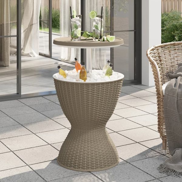 vidaXL 3-in-1 Tisch mit Eiskühler Hellbraun Polypropylen 364158