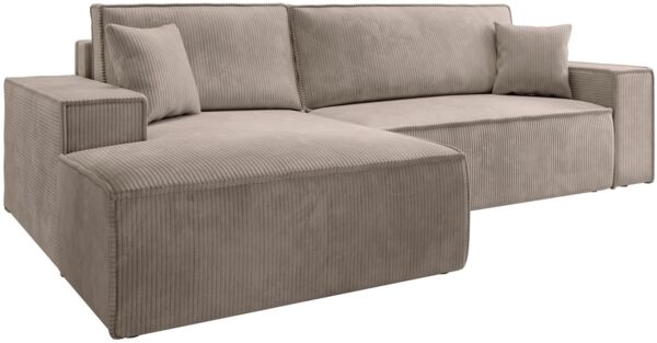 Selsey 'Farese ' Ecksofa mit Cordbezug, Schlaffunktion und Stauraum, Beige, links