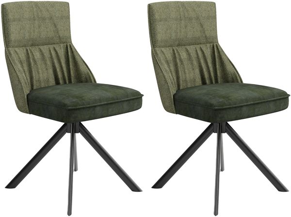 Stuhl >CALIFORNIA< 2er-Set in grün aus Webstoff/Velvet 50x89x56 cm (BxHxT)