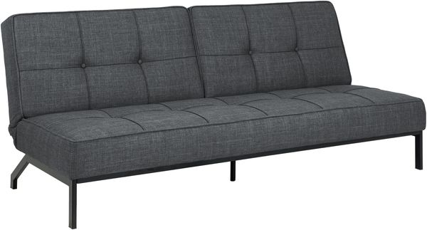 Schlafsofa >Perugia< mit Klappfunktion in Bezugsstoff Grau, Stahlgestell - 198x87x95cm (BxHxT)