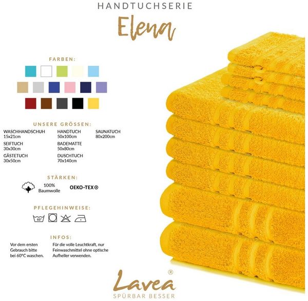 Lavea 2er Set Duschtuch 70x140 cm, Frottierserie Elena, Rapsgelb Bild 3