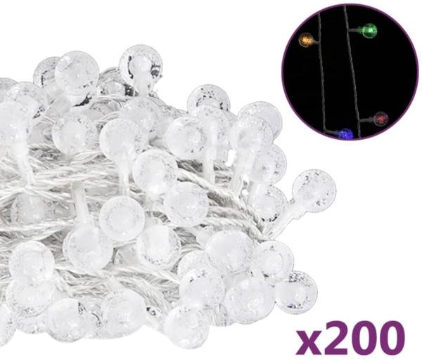 vidaXL Lichterkette Kugeln 20 m 200 LED Mehrfarbig 8 Funktionen 328813 Bild 1