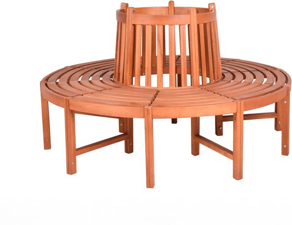 Baumbank ANDY rund - Eukalyptus Natur 91x160x160cm | Gartenbank wetterfest Terrassenbank Sitzbank Outdoor