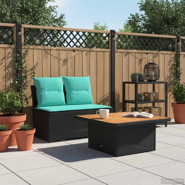 vidaXL 2 Stück Garten Mittel Sofa Mit Hochklapptisch Poly-Rattan 42025396