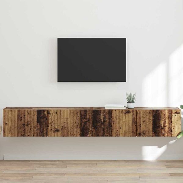 2-tlg. TV-Wandschrank, Fernsehschrank Altholz 98 x 31 x 29,5 cm Holzwerkstoff