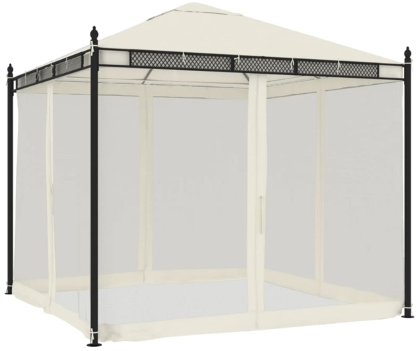 vidaXL Pavillon mit Netzwänden Creme 2,93x2,93 m Stahl 368434