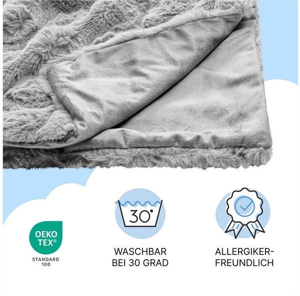 Dailydream Kunstfell Kuscheldecke - Wohndecke Warm Weich Luxus Tagesdecke, 150x200cm, grau