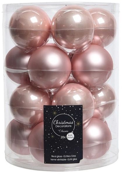 Kaemingk Weihnachtsbaumkugel Weihnachtsbaumkugeln Glas Ø 6 cm 20 Stück rosa emaille