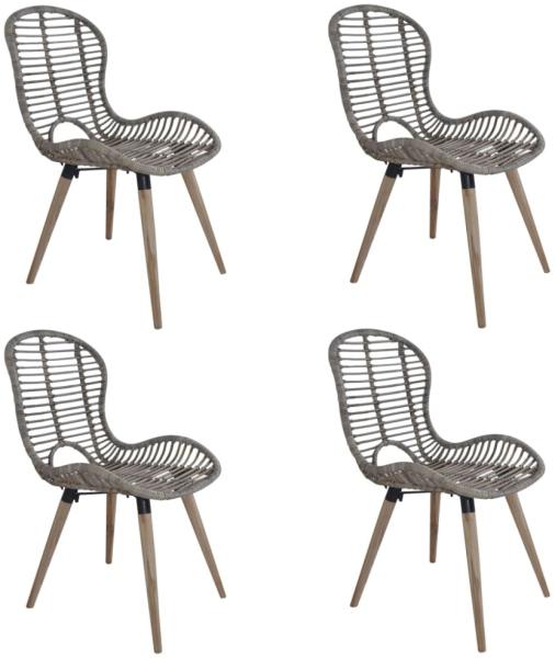 vidaXL Esszimmerstühle 4 Stk. Braun Natürliches Rattan 246854