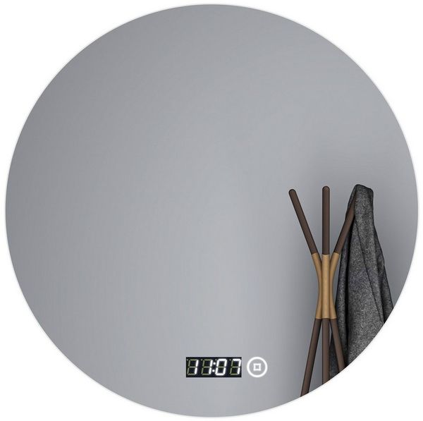 WDWRITTI Spiegel Rund Led 60 cm Badspiegel Led Touch Uhr Rundspiegel mit Beleuchtung (Rundspiegel, Helligkeit dimmbar, 3Lichtfarben), Speicherfunktion, IP44