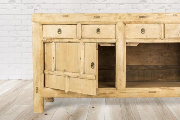 PureHaven Kommode 156 x 40 x 81 cm im Vintage Style massive Kommode aus Kiefer-Altholz handgefertigt stilvolles Design standsicher und stabil Bild 3