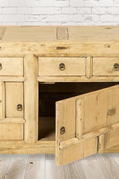 PureHaven Kommode 156 x 40 x 81 cm im Vintage Style massive Kommode aus Kiefer-Altholz handgefertigt stilvolles Design standsicher und stabil Bild 5