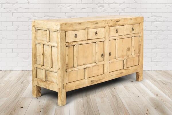 PureHaven Kommode 156 x 40 x 81 cm im Vintage Style massive Kommode aus Kiefer-Altholz handgefertigt stilvolles Design standsicher und stabil Bild 2