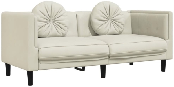 vidaXL Sofa mit Kissen 2-Sitzer Creme Samt 372639