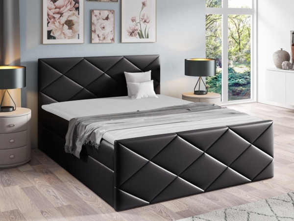 Mirjan24 Boxspringbett Alpiry, Schwarz, 120x200 cm, Kunstleder Bild 2