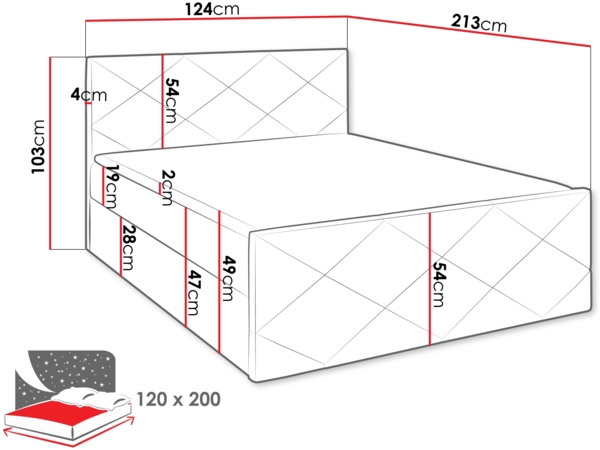 Mirjan24 Boxspringbett Alpiry, Schwarz, 120x200 cm, Kunstleder Bild 4