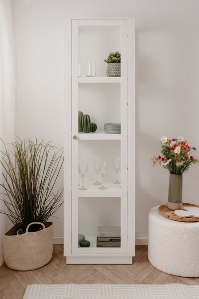 Vitrine >Arles< in weiß - 56x195x40cm (BxHxT)