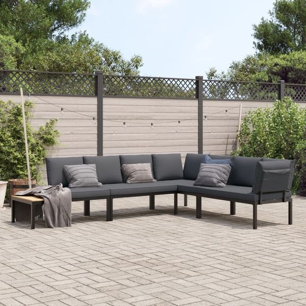 vidaXL 4-tlg. Garten-Sofagarnitur mit Kissen Schwarz Aluminium 3283682