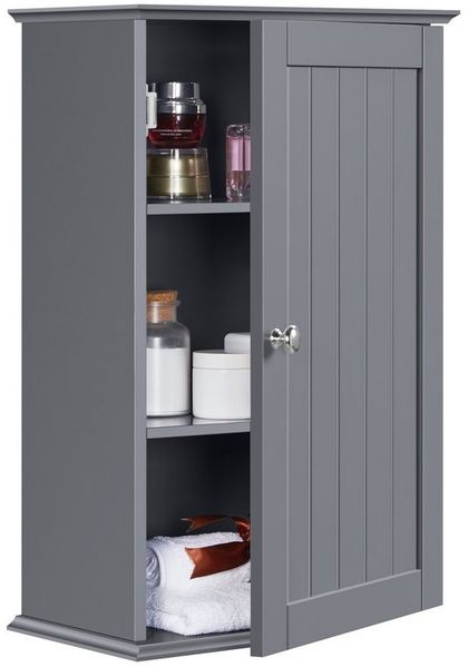 Yaheetech Hängeschrank mit wasserabweisender Beschichtung, bis 16 kg, Holz, 35 x 20,7 x 55 cm, Grau