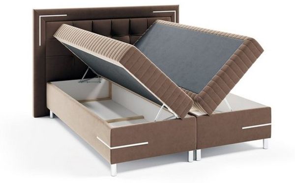 Boxspringbett Schlafzimmerbett 180x200cm AMORE Nr. 2 Dunkelblau inkl. LED-Beleuchtung Bild 3