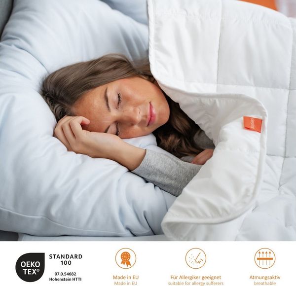 sleepling 191119 2er Set Komfort 100 Kopfkissen, Zierkissen, Sofakissen, Ökotex, waschbar bis 60 Grad, Made in EU, Füllmengengarantie, Größengarantie, 40x60 cm, weiß