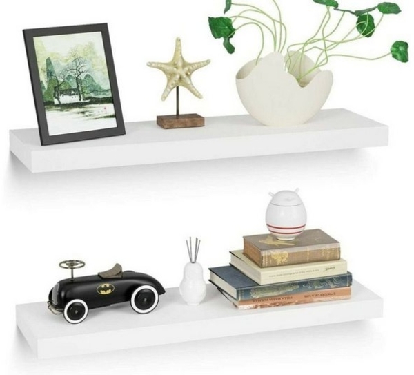 Homfa Wandboard Wandregal Wandbrett Wandablage Bücherregal 2er Set MDF Holzregal, Stilvolle Wandregale für Bücher, Deko & Wohnaccessoires, Modernes MDF-Wandregal-Set mit kratzfester Oberfläche Bild 4