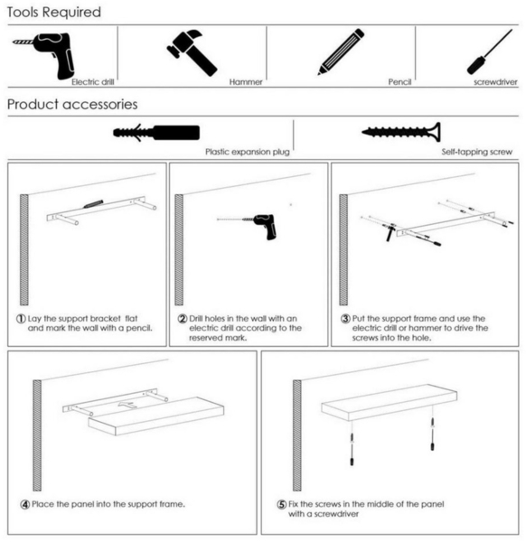 Homfa Wandboard Wandregal Wandbrett Wandablage Bücherregal 2er Set MDF Holzregal, Stilvolle Wandregale für Bücher, Deko & Wohnaccessoires, Modernes MDF-Wandregal-Set mit kratzfester Oberfläche Bild 3