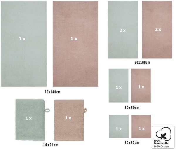 Betz Handtücher Berlin Handtuch-Set 12-teilig - 360g / m² Grammatur -, Baumwolle (Set, 12-St), Duschtücher, Handtücher, Gästetücher & Waschhandschuhe