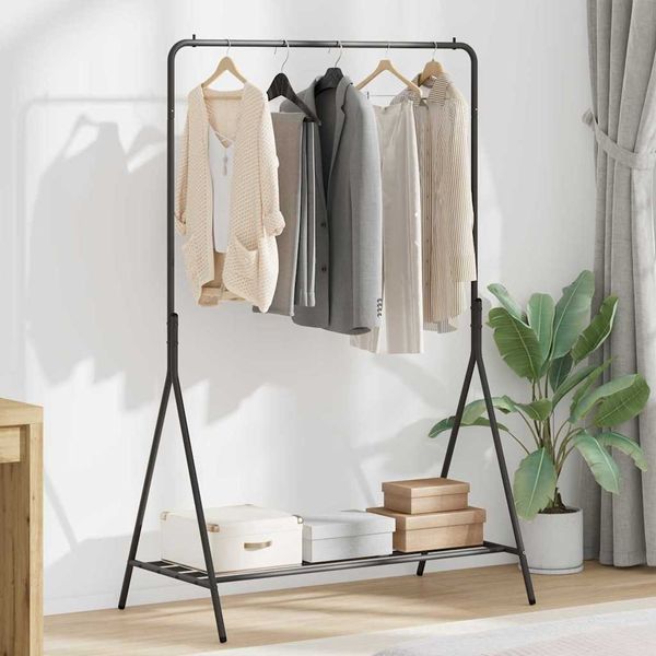 vidaXL Kleiderständer mit Speicher Schwarz 100 x 56 x 154 cm Stahl 868444