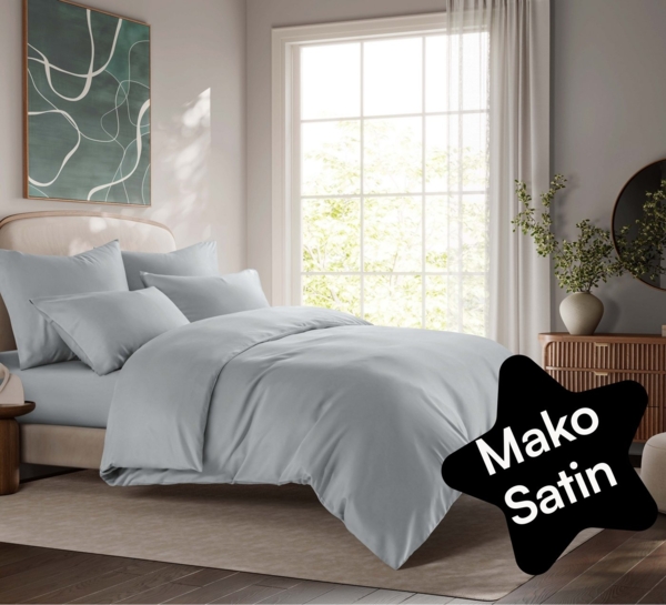 Seralino Bettwäsche Mako Satin Bettwäsche (100% Bio Baumwolle) mit Kissenbezug, 2 teilig, Fairtrade/ GOTS zertifiziert, uni Bettwäsche Set mit Reißverschluss