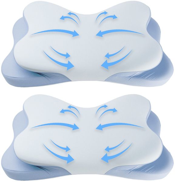 Kopfkissen Nackenkissen Memory Foam Kissen, Ergonomisches Nackenschmerzen Pillow Kissenbezug besteht aus 18% Elasthan und 82% Nylon