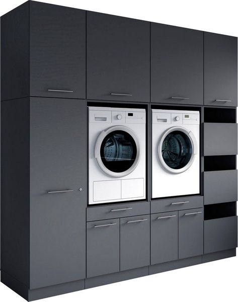 Laundreezy Mehrzweckschrank-Set Laundreezy, 8-tlg. Mehrzweckschrank-Set B/H/T 235/238/68 cm, (8-St), Breite 235 cm, Soft-Close-Funktion, höhenverstellbare Füße