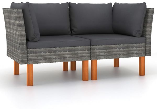 vidaXL Ecksofas 2 Stk. Poly Rattan und Eukalyptus Massivholz 315758