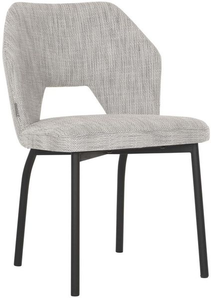 Esszimmerstuhl Bloom aus Stoff, modern gepolstert, hellgrau, Metallgestell schwarz, komfortabel